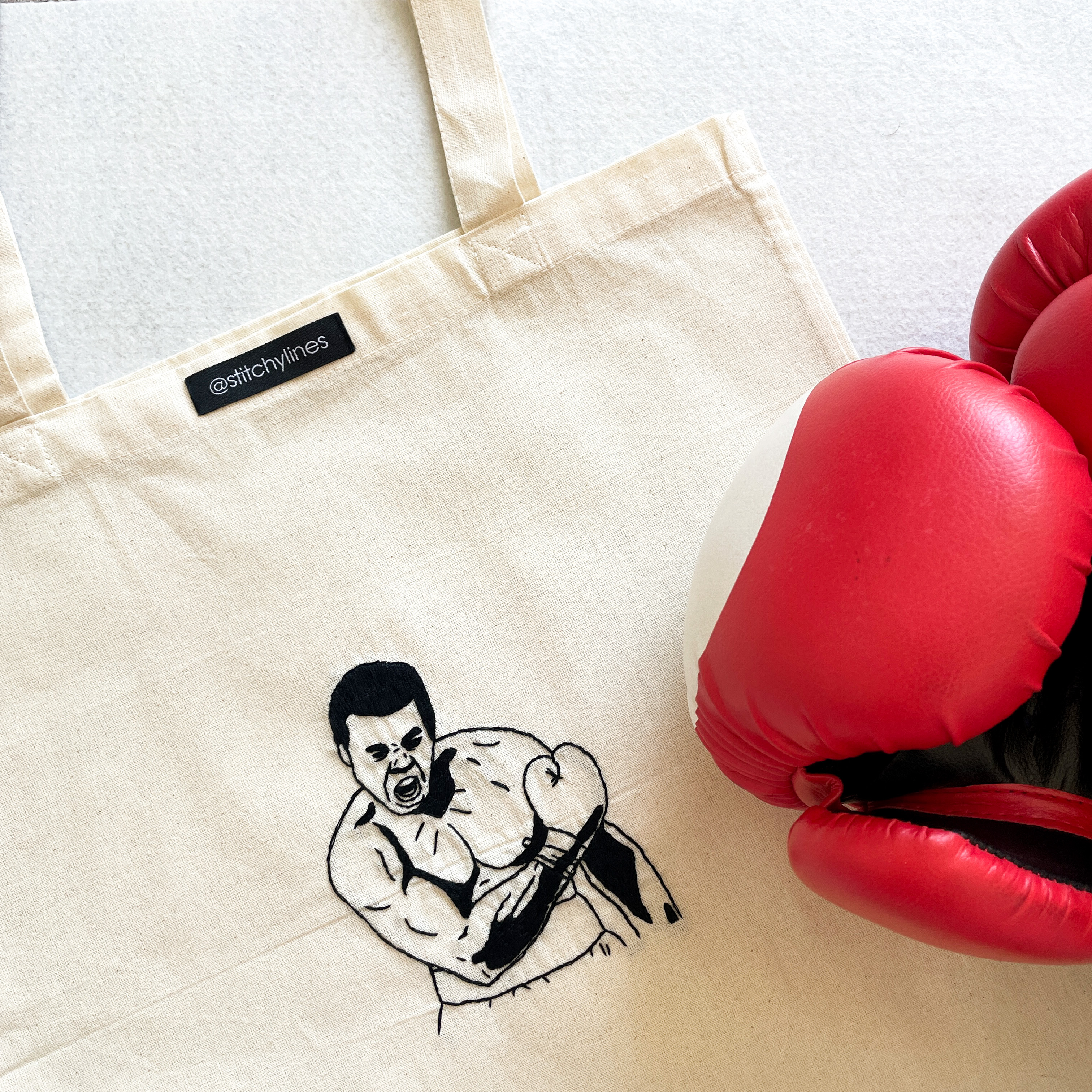 Jutetasche mit Boxer-Design