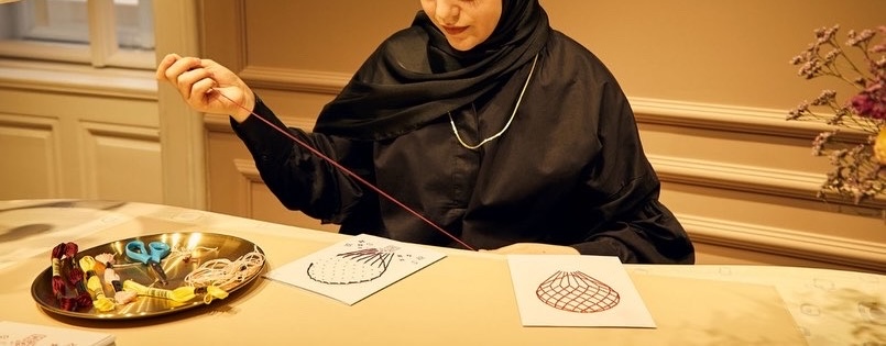 Workshop Teilnehmerinnen beim Sticken